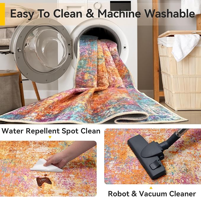 RELEANY Washable 9'x12' Abstract Area Rug - Image 6