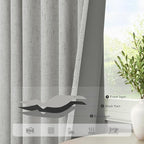 Pitalk 63 Inch Length Curtains for Living Room Black Out 2 Panel Faux Linen - Image 5
