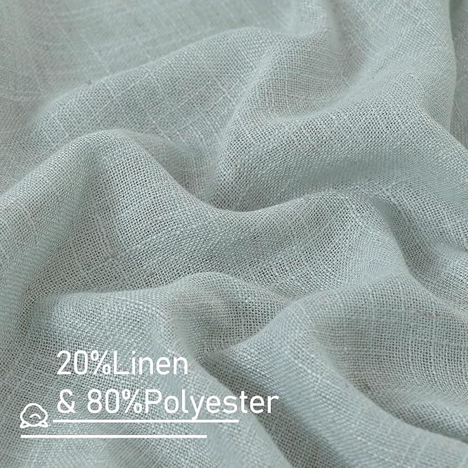 Short Linen Curtains 40 Inch Length 2 Panels, Light Filtering Panels | Semi - Image 3