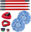 Spin Mop Head,Mop Handle,Base,Brush Compatible with Ocedar RinseClean 2 Tank Spin Mop System,2 Microfiber Spin Mops Replacement Head,4 Section Iron Mop Handle 30-58",Base and Scrub Brush Combo Set