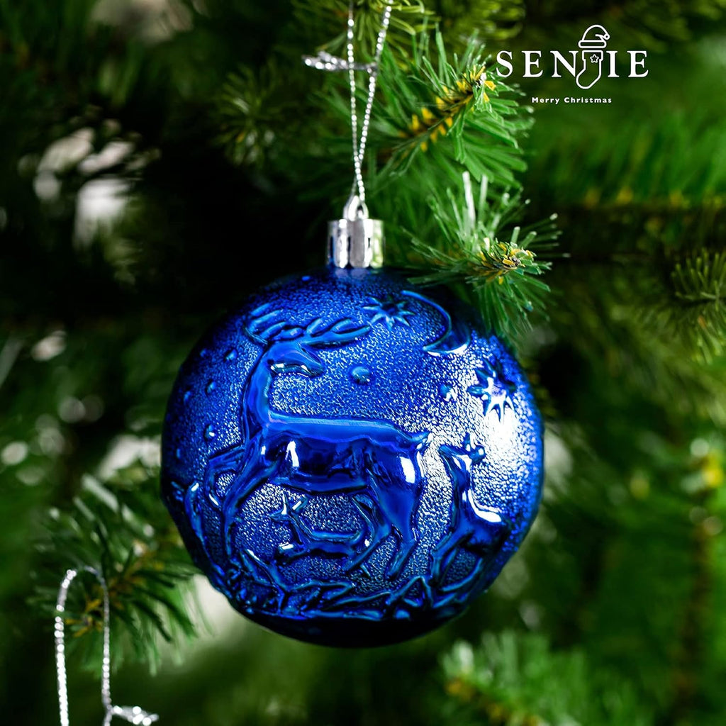 Senjie Blue Shatterproof Christmas Ornaments, 32 Pcs, Plastic, Hanging, Christmas, Wedding