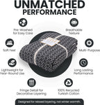 Gold Case Throw Blanket for Bed – 100% Recycled Turkish Cotton Bed Blanket – Decorative Throw Cotton Blankets for Living Room & Bedroom – Woven Twin Blankets - 71x90 - Black