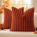 decorUhome Fall Faux Fur Throw Pillow Covers 16x16 Set of 2 Rust | Decorative by decorUhome