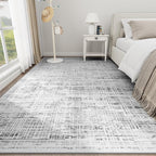 8x10 Washable Area Rug for Living Room Bedroom: Non-Slip Modern White Gray | - Image 9