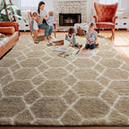5x7 Area Rugs for Living Room Bedroom, Fluffy Beige and White Geometric Rug | - Image 8