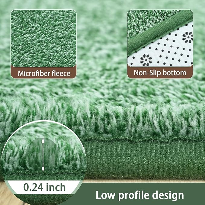 Small Area Rugs for Bedroom, 2×4 Non Slip Runner Rug, Matte Green | Washable - Image 5