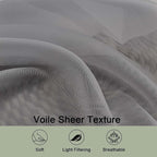 Grey Sheer Curtain 90 Inches Long 2 Panels Set, Solid Filmy Drapes - Image 5
