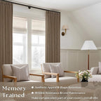 Brown Pleated Linen Light Filtering Curtains 96 Inches Long - Image 2