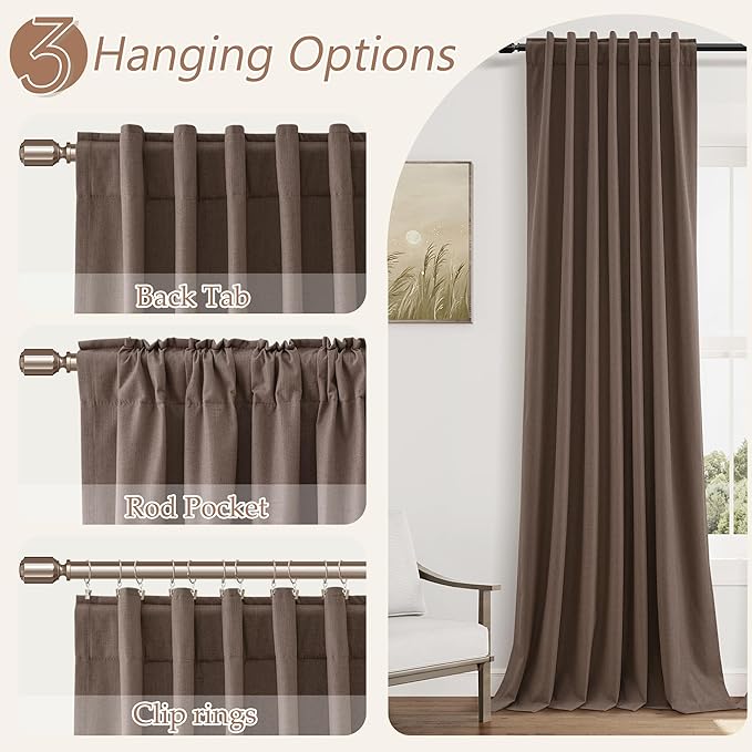100% Blackout Curtains 102 Inch Length 2 Panels Set - Image 6