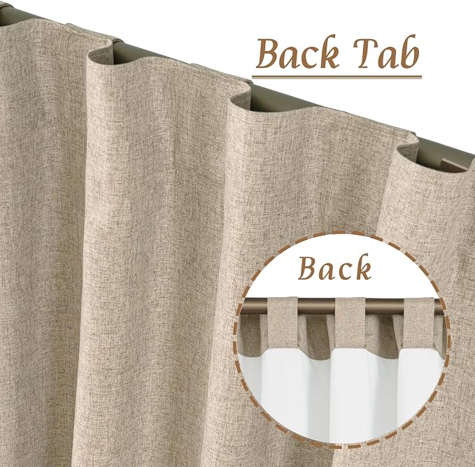 100% Blackout Linen Curtains 63 Inches Long - Image 3
