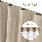 Taupe 100% Blackout Linen Window Curtains 60 Inches 2 Panels | Room Darkening - Image 3