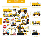 Tevxj Construction Vinyl Gel Clings, 20 Pcs Yellow & Black Transportation Stickers for Kids, Reusable Wall & Window Decor, Airplane, Truck Decals, Party Supplies