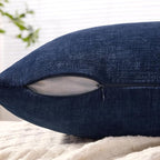 MIULEE Navy Chenille Couch Lumbar Throw Pillow Covers, 12x20 | Set of 2 - Image 5