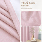Pink Linen 100% Blackout Window Curtains 45 Inch - Image 7