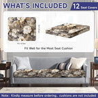 CALBODE 12 Pcs Stretch Indoor/Outdoor Seat Cushion Covers, Indoor/Outdoor Couch - Image 2