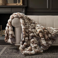 EVERGRACE Ultra Soft Luxury Fluffy Ridgeline Faux Rabbit Fur Throw Blanket, Thick Warm Bubble Throw for Bed, Cozy Plush Reversible Blankets for Couch, Chair, Sofa, Beige & Gray, 50x60 Inches, 870 GSM