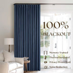 Navy Blue Blackout Linen Curtains 108 Inches Long - Image 3