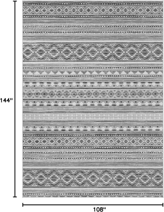 cotiled Boho 9x12 Area Rug for Living Room: Large Moroccan Washable Rug | Stain - Image 2
