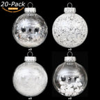 Sea Team Shatterproof Clear Plastic Christmas Ball Ornaments Decorative Xmas Balls Baubles Set with Stuffed Delicate Decorations (80mm/3.15 inch 20-Pack, White)