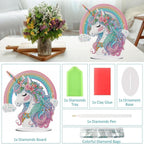 Diamond Painting Kits for Adults Beginners, 5D Full Drill Rainbow Pony Crystal Art Desktop Ornament, DIY Single Sided Home Office Desk Decor, Creative Craft Gift Set with Tools
