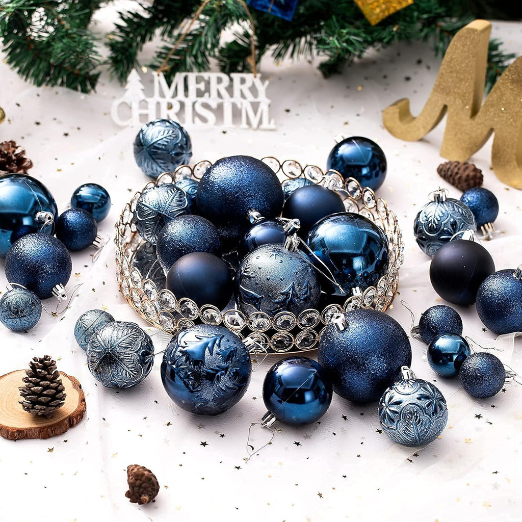 Senjie Night Blue Shatterproof Christmas Ornaments, 32pcs Set, Traditional Style, Plastic Material, Christmas & Wedding Occasion