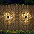 4 Pack Large Solar Fence Lights Metal Solar Powered Outdoor Wall Deck Step Lights Tree Theme Waterproof Fence Light for Garden Post Patio Backyard Yard Decor, Gardening Gifts for Women Mom Grandma