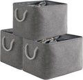 TheWarmHome Storage Basket for Organizing - 16x12x12 inch 3 Pack Fabric Storage Cubes, Cube Storage Bin for Shelves Closet Organizer Cloth Gift Toy (Grey)