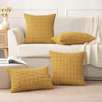 MIULEE Corduroy Decorative Throw Pillow Covers 18x18 Yellow Pack of 2 | Soft - Image 5