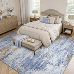 5x7 Area Rug for Living Room, Abstract Washable Non-Slip Rugs, Light Blue | - Image 2