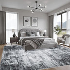 Area Rug Living Room: 6x6 Modern Washable Soft Carpet Dark Black | - Image 3