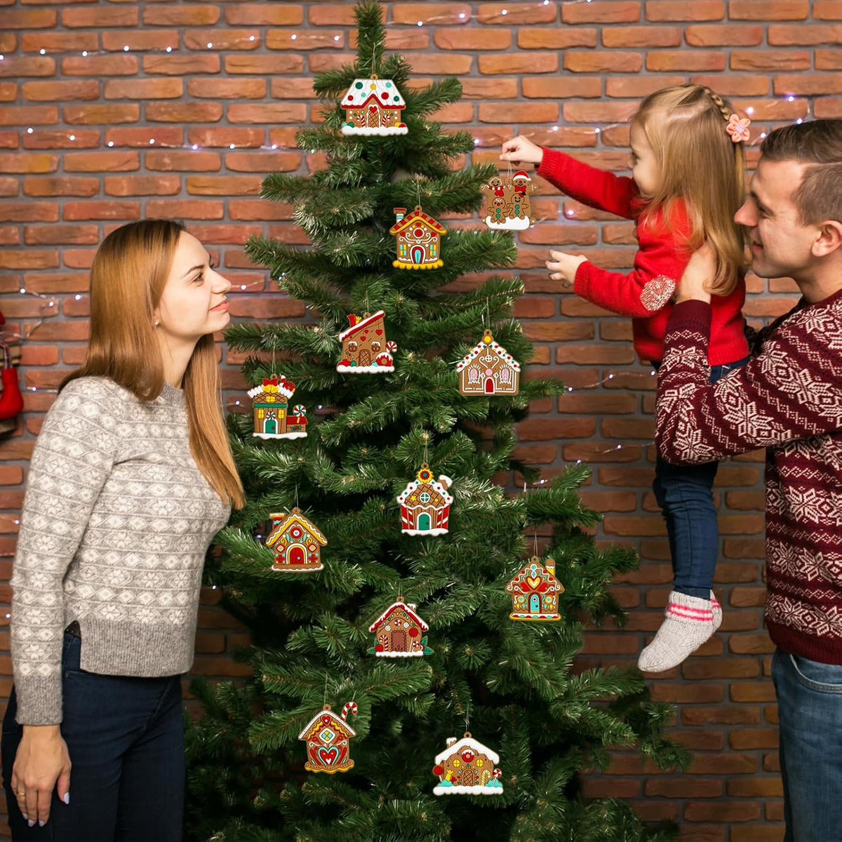 Gingerbread House Ornaments Christmas Tree Decoration - 36pcs Gingerbread House Christmas Decorations Hanging Ornaments for Holiday Xmas Tree Home Decor