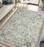 Keen Home Design 6x9 Rug - Machine Washable Area Rug with Non-Slip Backing, Ideal for Living Room, Dining Room, Bedroom - Vintage, Easy Clean, Durable, Low Pile Rug - (6' x 9')