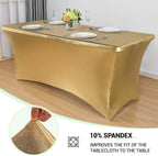Obstal 6ft Stretch Spandex Table Cover for Standard Folding Tables - Universal Rectangular Fitted Tablecloth Protector for Wedding, Banquet and Party, 72L x 30W x 30H Inches, Stamping Gold, 2pc