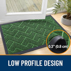 OLANLY Front Door Mat Outside 71x23, All-Season Absorbent Rubber Doormat | Green - Image 4