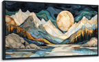 JEAWA Framed Canvas Wall Art - Large Abstract Painting Decor, Textured Mountain Pictures as Gifts for Friends, Modern Art Prints for Bedroom Living Room Bathroom Home Decoration, 29x58 IN