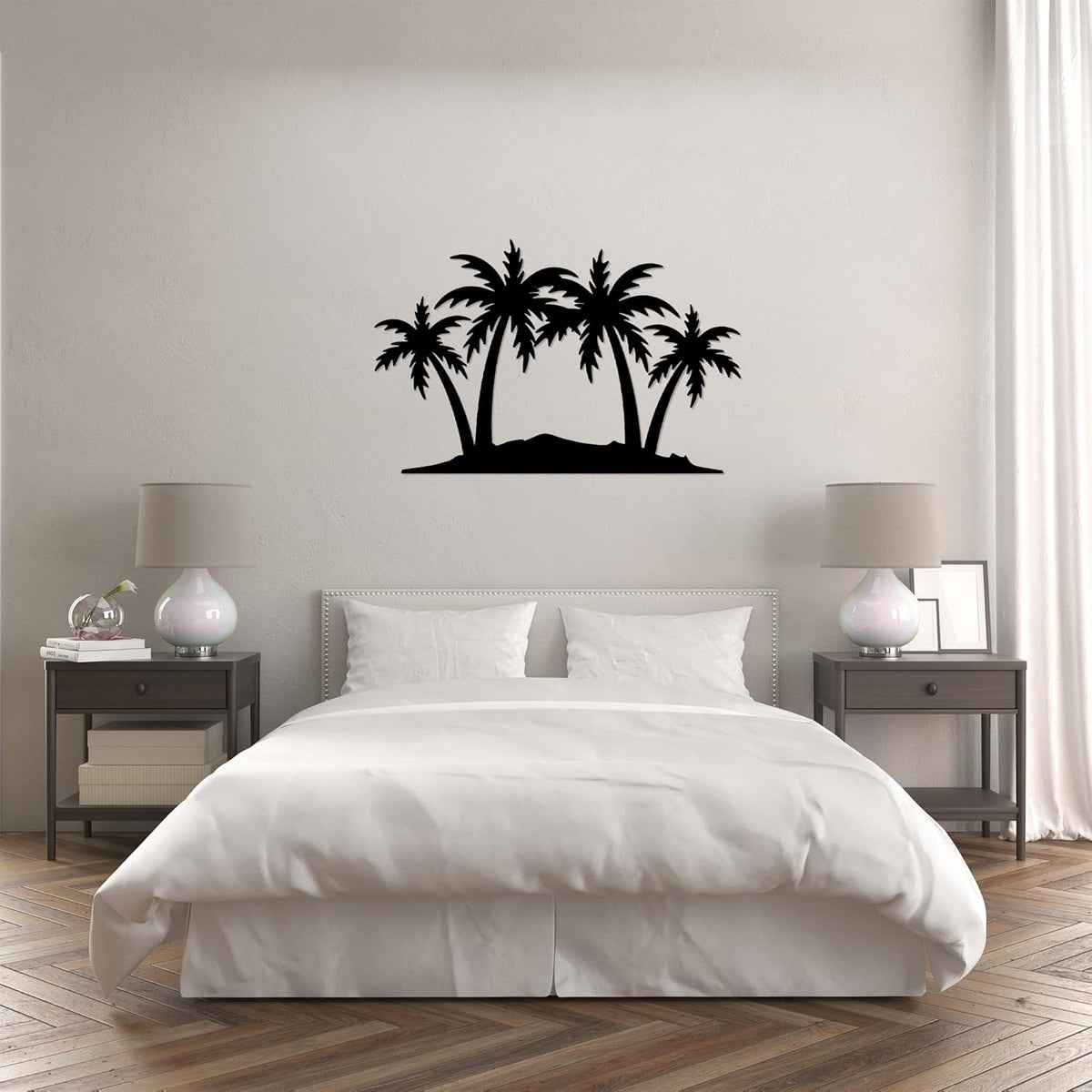 METALPLEX Palm Tree Metal Wall Art - Durable And Rust-free Indoor & Outdoor Aluminum Composite Wall Decor - Home Decor Wall Art For Living Room And Bedroom Decorations - Black (35"x23")