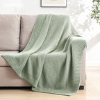 CozeCube Sage Green Seed Stitch Throw Blanket 50"x60", Farmhouse Decor | Blanket - Image 3
