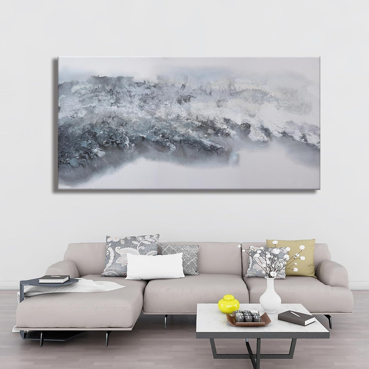 Large Canvas Wall Art Grey And White Abstract Wall Art for Living Room Artwork Decor for Dinning Room Bedroom Hotel Office Kitchen 30x60 In
