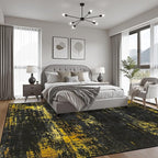 10x12 Area Rug Living Room: Modern Washable Soft Carpet Black Gold | - Image 3