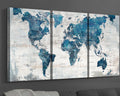 Large Wall Art Canvas Wall Decor Living Room Vintage Giant Blue Map Pictures Office Decorations Rustic Decor Travel Paintings Oversized