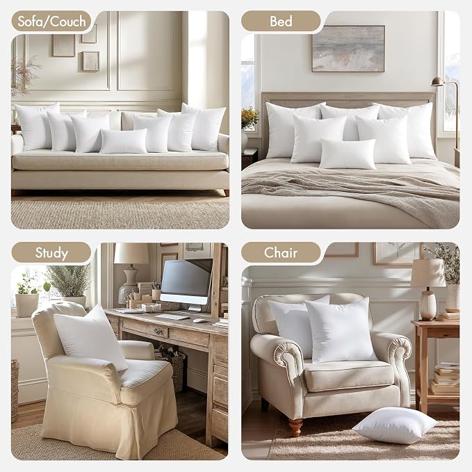 MIULEE 14x14 Pillow Inserts 4 Pack, 100% Virgin Fiber Filling Throw Pillows | - Image 6