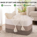 OIAHOMY Rectangle Woven Storage Basket - Nursery Cotton Rope Baskets for Storage, Toy Basket Organizing for Living Room, 17.7"x13.8"x11"- Pack of 3 - Gradient Yellow