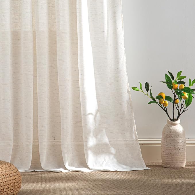 RYB HOME Linen Semi Sheer Curtains - Image 4