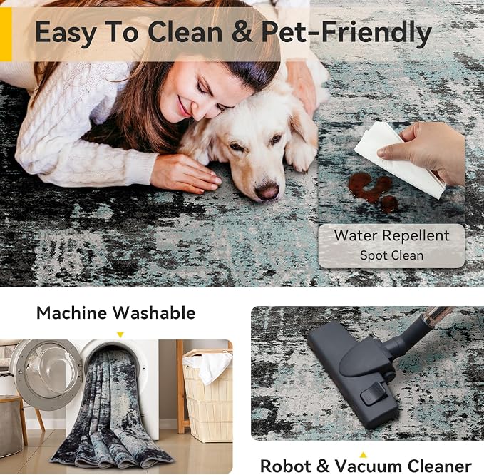RELEANY Washable 2'x3' Abstract Area Rug - Image 5
