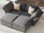 Bellfin Modular Sectional Sleeper Sofa Convertible Sofas with Storage Ottomans Small Sectional Couches for Living Room. Dark Grey Couch