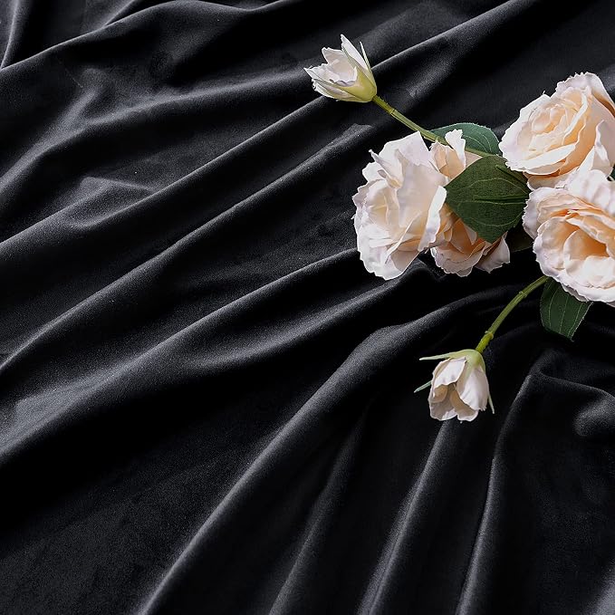 MIULEE Black Velvet Curtains 52x90 inches 2 Panels Luxury Blackout Curtains | - Image 4