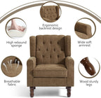 Lumibee High Back Accent Chair Set of 2,Upholstered Wingback Armchair with Solid Wood Legs for Small Spaces,Comfy Single Sofa Chair for Living Room,Bedroom,Office-Brown
