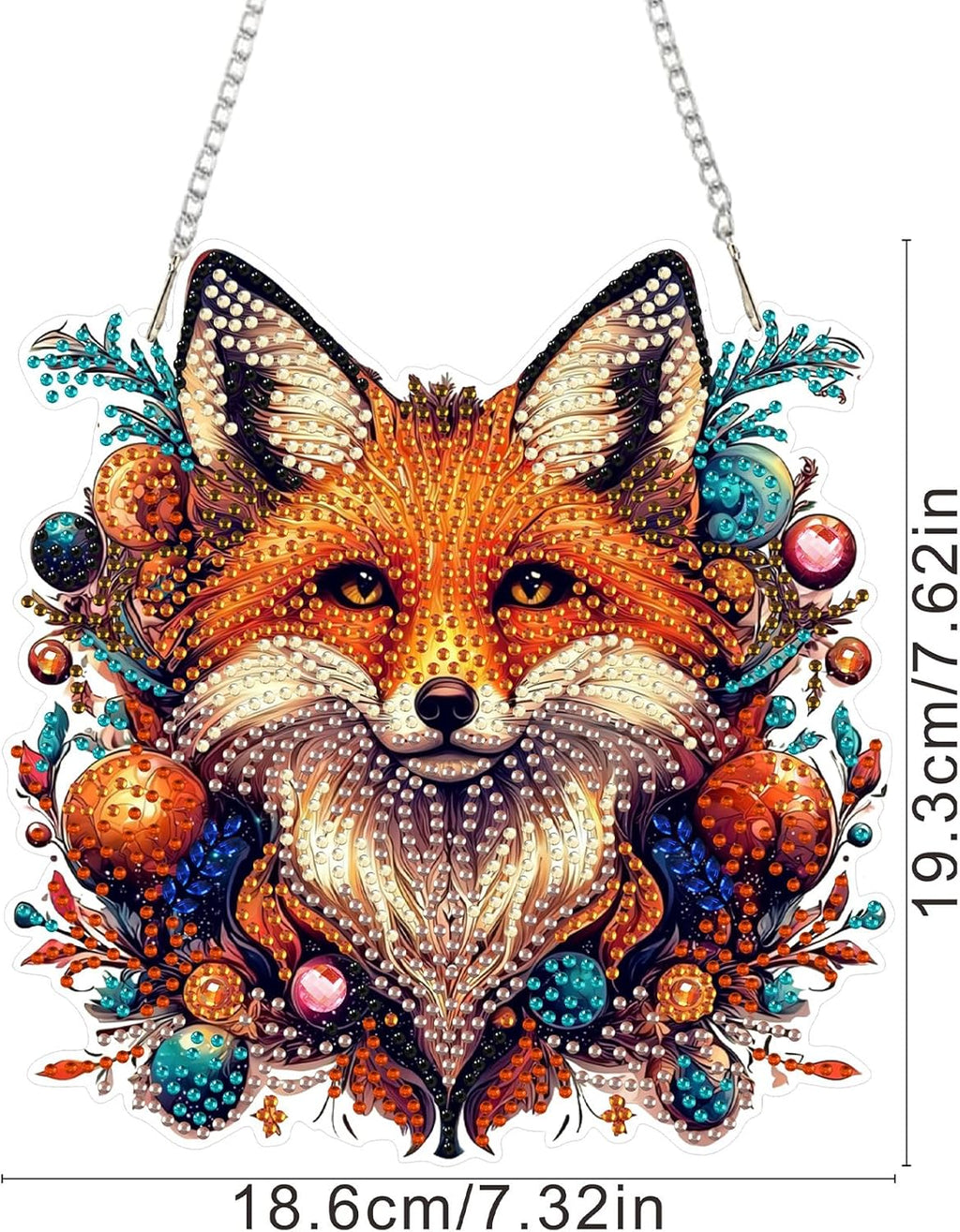 SENQAO Fox Diamond Art Hanging Kit for Adult, Special Shaped Rhinestone, Double Sided DIY Acrylic Diamond Art Painting Window Pendants Home Garden Wall Hanging Kits Hanging Ornament