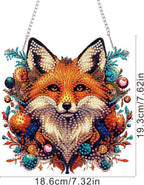 SENQAO Fox Diamond Art Hanging Kit for Adult, Special Shaped Rhinestone, Double Sided DIY Acrylic Diamond Art Painting Window Pendants Home Garden Wall Hanging Kits Hanging Ornament