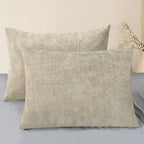 CaliTime Throw Pillow Covers Decorative 20 X 26 Inches Pack of 2 Cozy Chenille Standard Pillow Shams Cases for Couch Sofa Bed Living Room Home Light Taupe